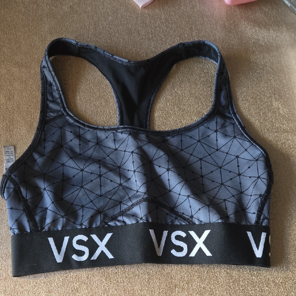 VSX Geometric Black and Gray Sports Bra